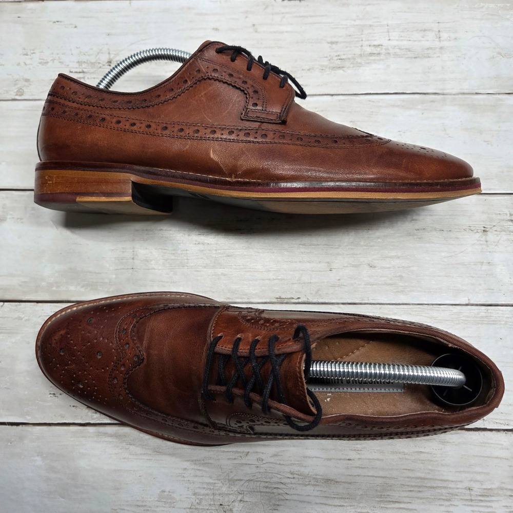 Johnston & Murphy 20-2233 Wingtip Oxford Shoes Mens 8.5M Tan Leather Brogue